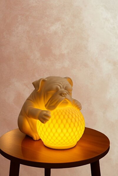 Oxyteez Dekoratif Masa Lambası Köpek Figürlü Biblo Hediyelik Gece Lambası Yat...