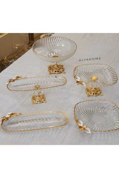 AlyaHomeAksesuar 5 Parça Gala Çiçekli Sunum Seti