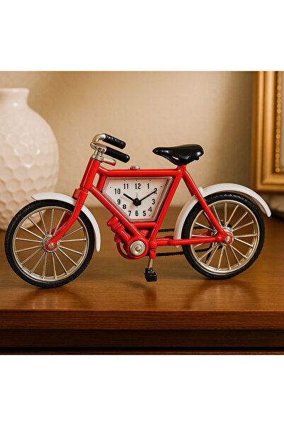 esdekor Kırmızı Bisiklet Masa Saat Aksesuar Japon Çinko Aksesuar Tasarım Şık Masaüstü Canlandırıcı 1 Adet