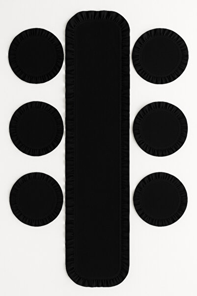 Morlay 7-предметний набір для сервірування столу з воланами 6 американських сервізних підставок + 1 скатертина з воланами - 40x150 см