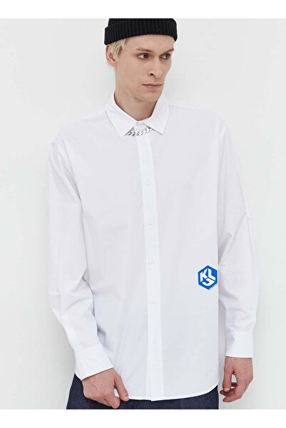 Karl Lagerfeld Jeans Normal Beyaz Erkek Gömlek 236D1603_KLJ MONOGRAM SHIRT