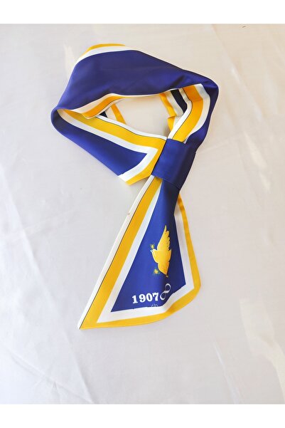 GÜLMEYSA ربطة عنق أنيقة ذات نمط أزرق داكن وأصفر مع تفاصيل على شكل طائر