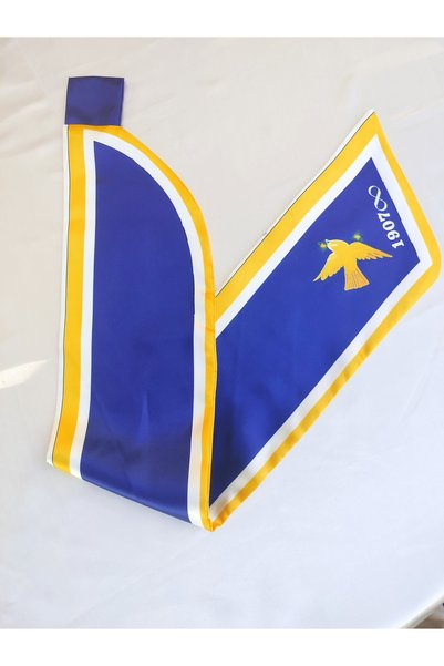 GÜLMEYSA Stylish Scarf Tie with Bird Detail and Navy-Blue-Yellow Pattern