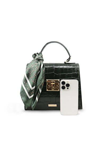 BESSO Serenata di Seta genuine leather handbag Dark Green