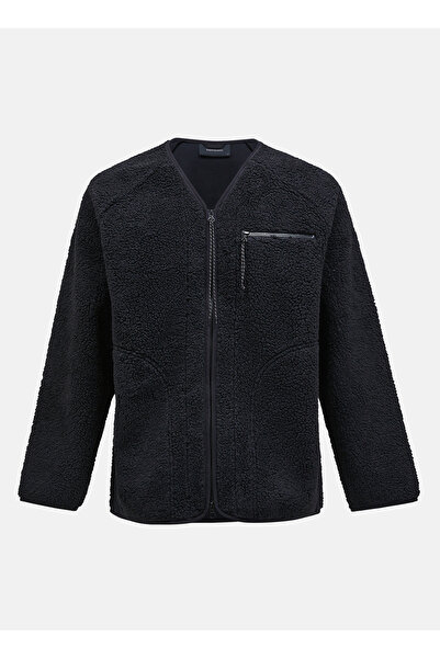 Peak Performance Siyah Erkek V Yaka Bol Kesim Polar Sweatshırt G79060020_M Heavy Pile Cardigan