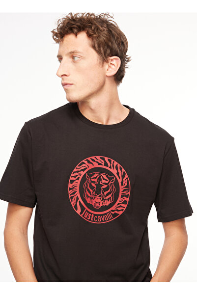 Just Cavalli Bisiklet Yaka Siyah Erkek T-Shirt 75OAHT02