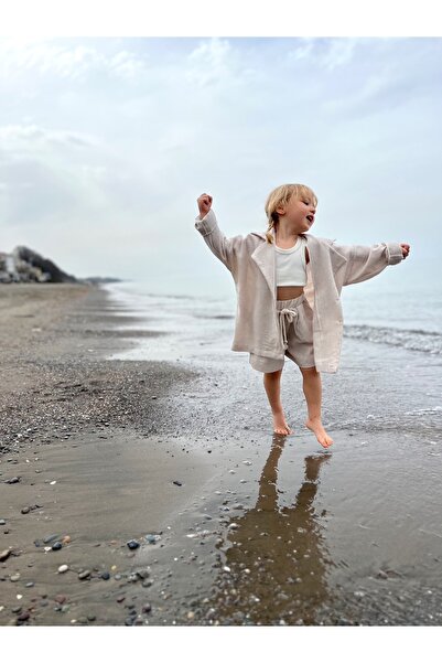 Balerinikizler Baby&Kids Oversize Jacket and Shorts Linen Suit