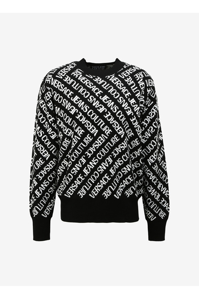 VERSACE JEANS COUTURE Bisiklet Yaka Slim Fit Siyah Erkek Kazak 75GAFM11CM29NA0E
