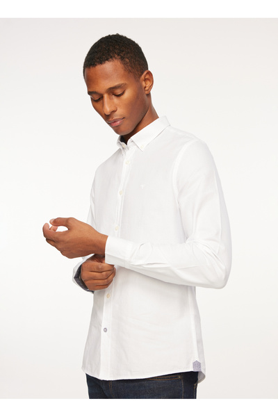 Fred Mello Slim Fit Gömlek Yaka Beyaz Erkek Gömlek FM23W03CU