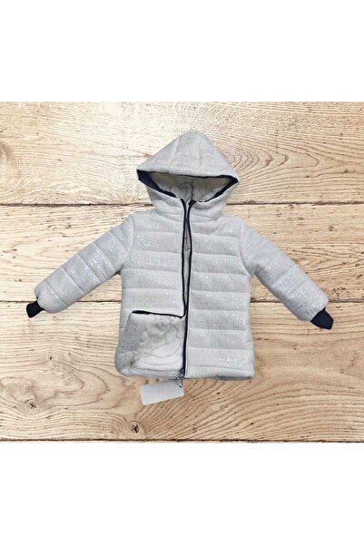 DUBLİNO KİDS Shiny Silvery Plush Inside Water and Windproof Hooded Girl's Coat