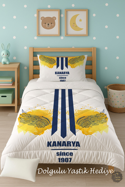 Talia Home Односпальний дитячий ковдра з малюнком жовтих і синіх канарків TLAG-165
