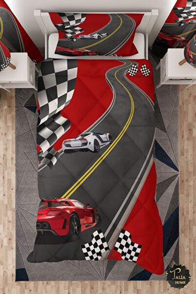 Talia Home Single Children's Quilt Sleeping Set with Race Car
