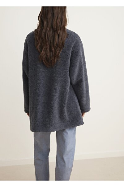 MANGO Woman Kürklü fermuarlı sweatshirt