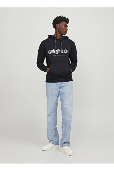Jack & Jones Kapüşon Yaka Siyah Erkek Sweatshırt 12246802_JORLAKEWOOD SWEAT H...