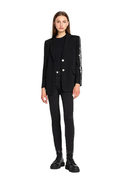 VERSACE JEANS COUTURE Yüksek Bel Normal Siyah Kadın Pantolon 75HAA112