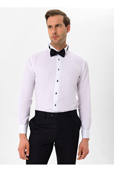 SÜVARİ Slim Fit Ata Yaka Düz Siyah Erkek Gömlek GM3000900238