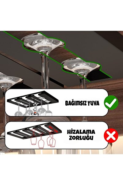 VENON 8'li Kadeh Askısı Kadehlik Paslanmaz Metal Bardak ve Kadeh Askılığı –Mutfak ve Bar Düzenleyici