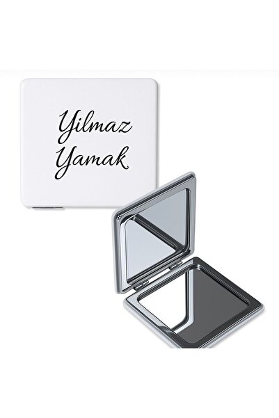 Halk Kitabevi Kişiye Özel Kare Suni Deri Cep Aynası Beyaz 2X Büyüteçli Katlan...