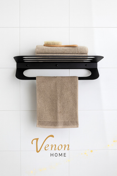 VENON 50 см чорний металевий вішак для рушників Металева полиця для рушників Організація ванної кімнати