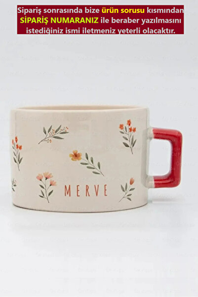 Öz Kupa Çiçekli Kişiye Özel Minimalist İsimli Lüks Nescafe Fincanı