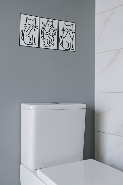 Decorative Cat Bathroom Wall Decor – Set of 3 (Original Design)