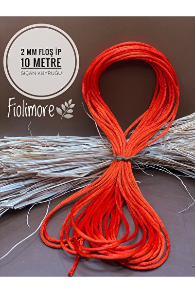 Fiolimore Floş Ip Kırmızı Renk (SIÇAN KUYRUĞU) 2 Mm 10 Metre Takı Bileklik Ipi