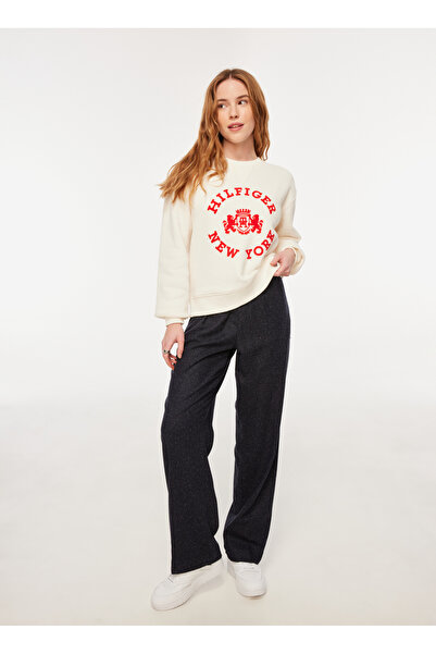 Tommy Hilfiger Yüksek Bel Normal Lacivert Kadın Pantolon WW0WW40436DW5