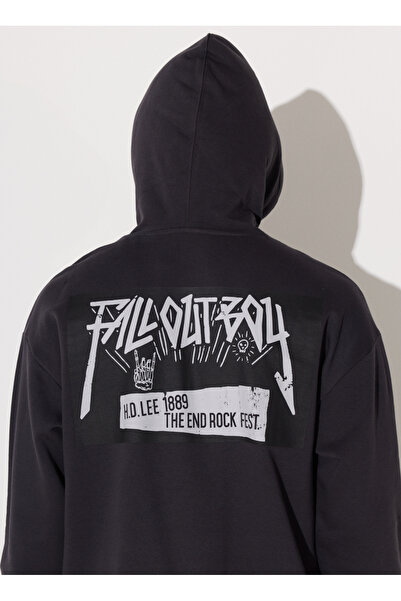 Lee Ανδρικό φούτερ με κουκούλα ανθρακί L232275003 Φούτερ με χαλαρή εφαρμογή