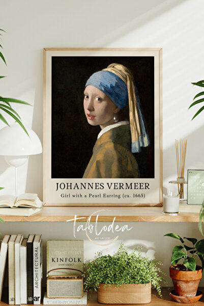 tablodea Modern Stil Inci Küpeli Kız Tablosu, Johannes Vermeer Tablo, Vintage...