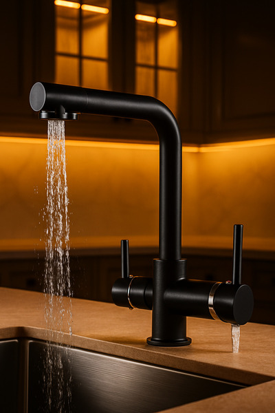 Saymir 3 Yollu Siyah Arıtma Mutfak Eviye Bataryası Arıtmalı - 5 Yıl Garantili