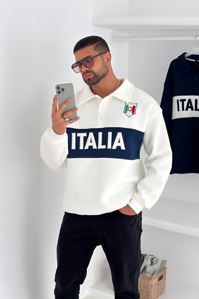 İLKCET MODA Италия Бродирана суитшърт с копчета, унисекс