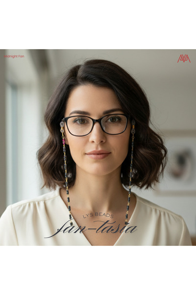 Lys Beads – Fan-tasia Midnight | Gece Mavisi El Yapımı Boncuklu Gözlük ve Kulaklık Zinciri