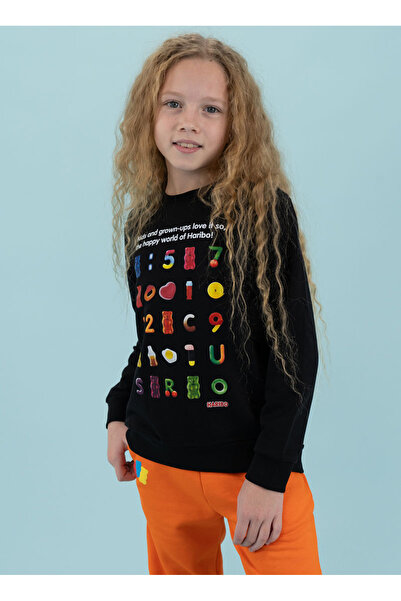 Haribo سويت شيرت أسود مطبوع للأطفال