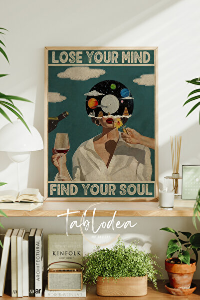 tablodea Tablou Lose Your Mind, Tablou Poster Retro, Tablou cu ramă din lemn,...