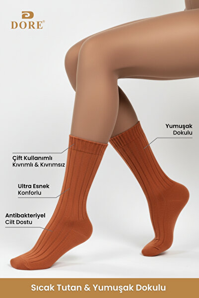 Dore Original Women's Soft Touch Premium Series Soft Textured Wool Corduroy Winter Sleeping Socks 4 Pairs