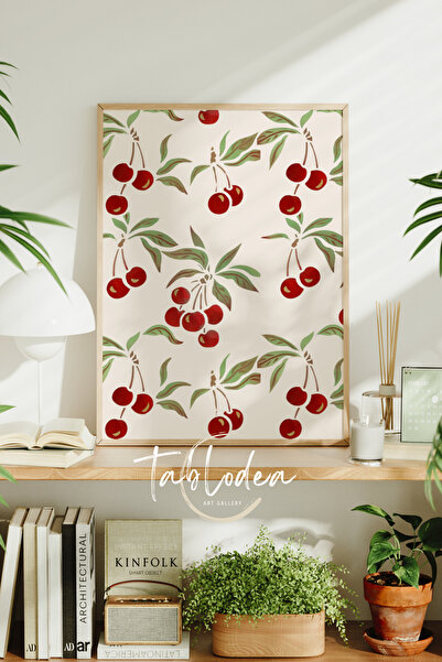 tablodea Poster minimalist cu model de cireșe, înrămat, pictură decorativă bo...