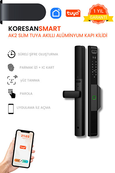 koresan Tuya Ak2 Slim Akıllı Alüminyum/PVC Kapı Kilidi