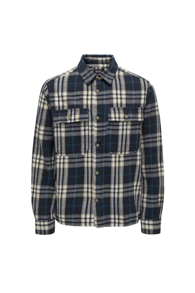 Only & Sons Lacivert Erkek Kareli Gömlek 22025629_ONSSCOTT LS CHECK FLANNEL
