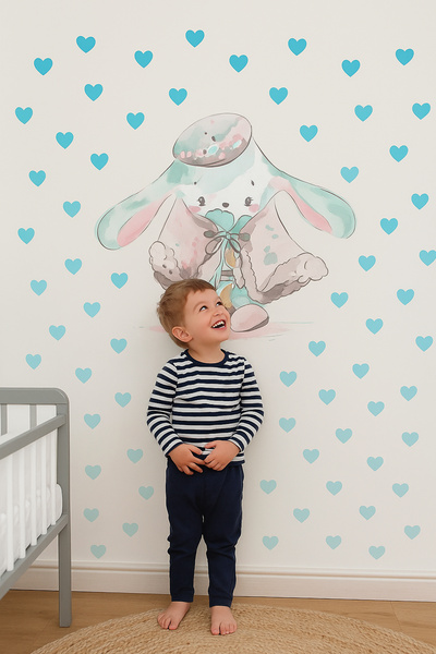 KT Decor Zidna naljepnica sa portretom zeca u akvarelu za dečiju sobu