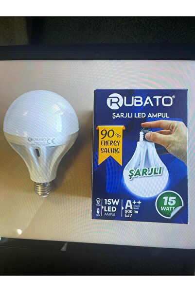 RUBATO Şarjlı 15 Watt %90 Enerji Tasarruflu Led Ampul A++ 2'li