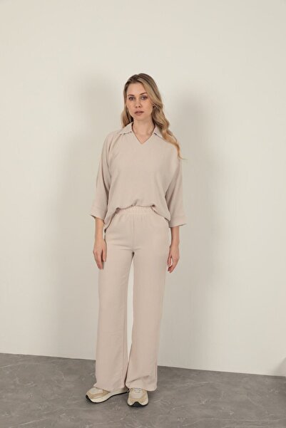 AsHK بنطال نسائي من Stone Ayrobin بخصر مطاطي وخصر عالي وأرجل واسعة