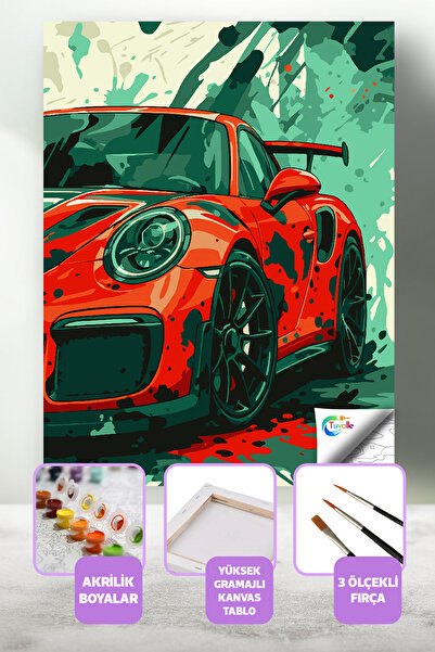 Tuvalle Asfaltın Kralı Sayılarla Boyama Seti, Hobi Seti, 40X50 Tablo, Fırça B...