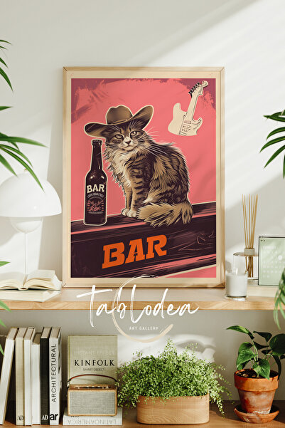 tablodea Pictură retro cu pisică, Poster în stil retro, Pictură cu pisică Pin...