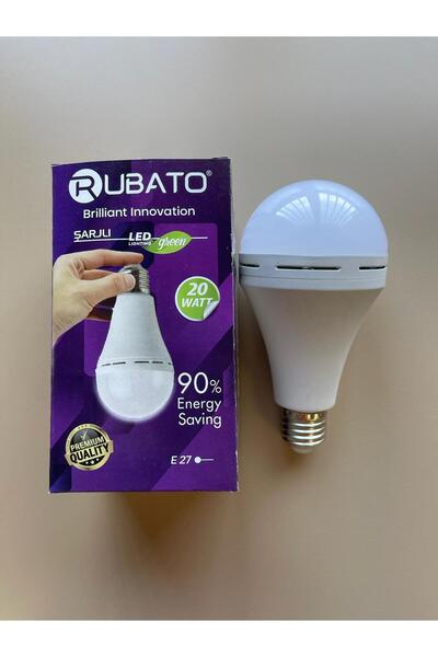 RUBATO Şarjlı 20 Watt %90 Enerji Tasarruflu Led Ampul - 2 Adet