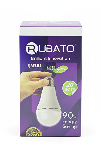 RUBATO Şarjlı 20 Watt %90 Enerji Tasarruflu Led Ampul - 2 Adet