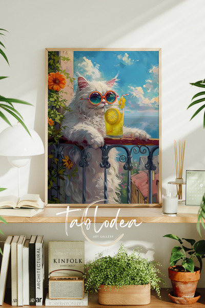 tablodea Tablou retro cu pisică, Poster înrămat retro cu pisică, Tablou retro...