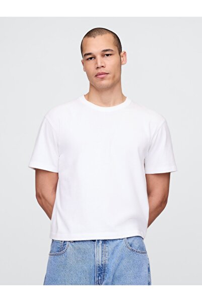 GAP Erkek Beyaz Heavyweight Crop T-Shirt