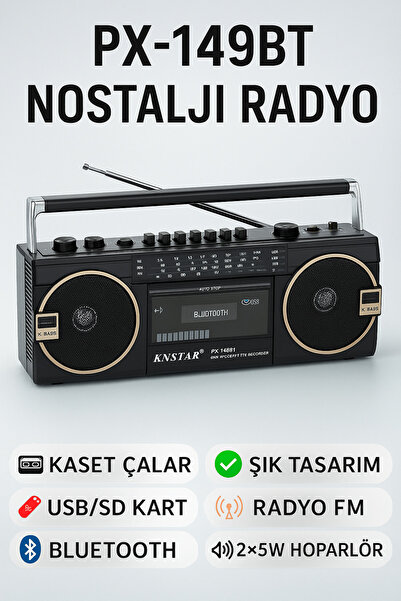 L'eDoren PX-149BT Bluetooth USB SD FM Kaset Çalar Radyo Knstar
