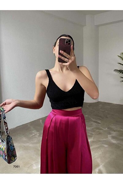 Pafi Moda Case High Knit Lace Women's Blouse Black