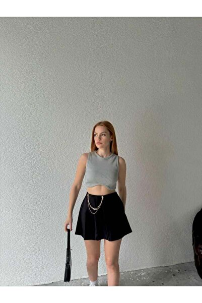 Pafi Moda Mira High Quality Women Gray Round Neck Blouse